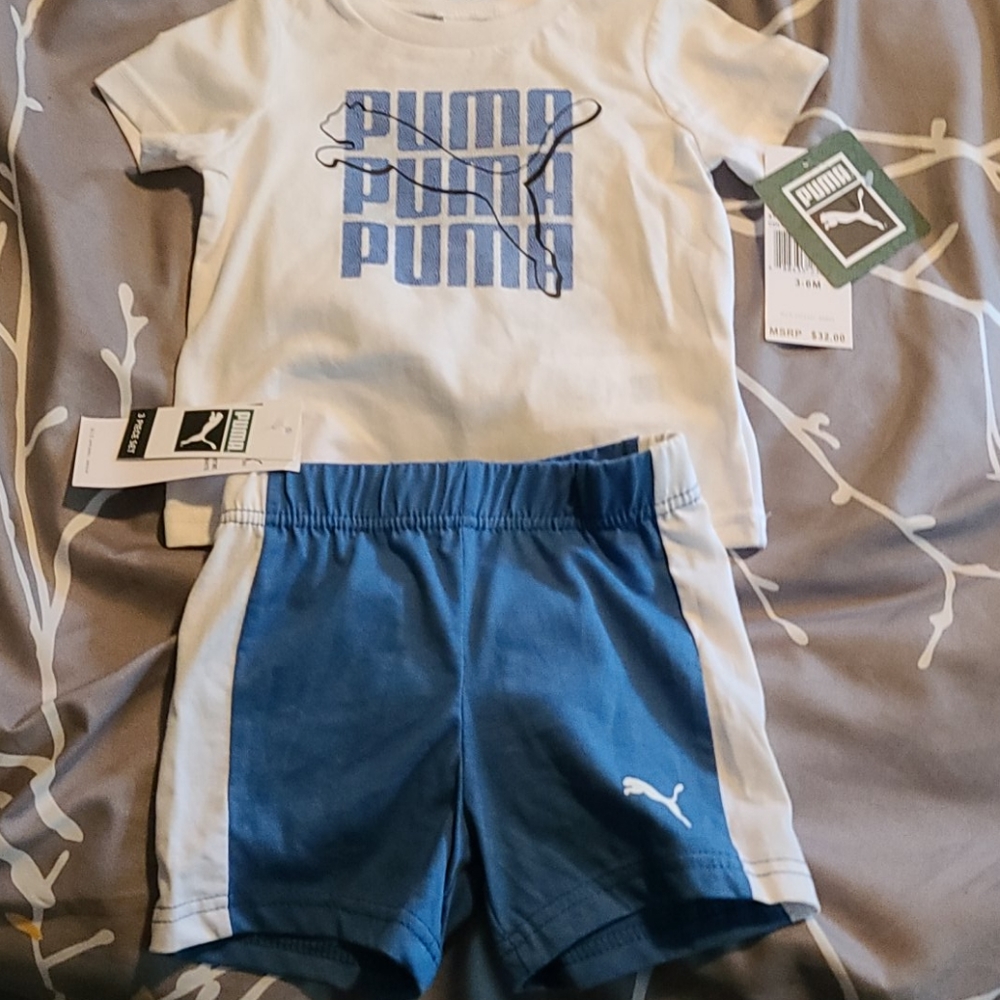 Boys puma tee shirt and shorts set with tags